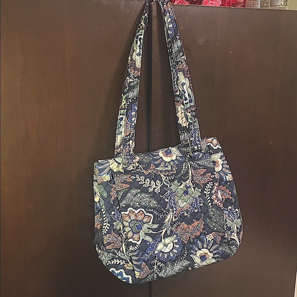 Vera Bradley Floral Patterned Tote Bag - Blue and Cream